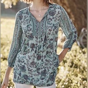 J. Jill Floral Print Tunic Top w/ Tassel Detail - Size Medium